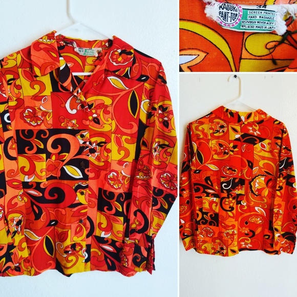 Vintage 60's Psychedelic Print Top - Picture 2 of 4